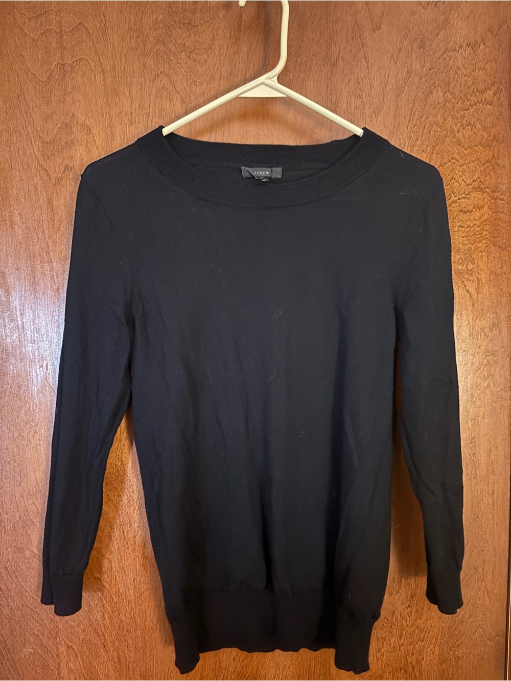 J.Crew Black Crewneck Lightweight Merino Wool Sweater Size M